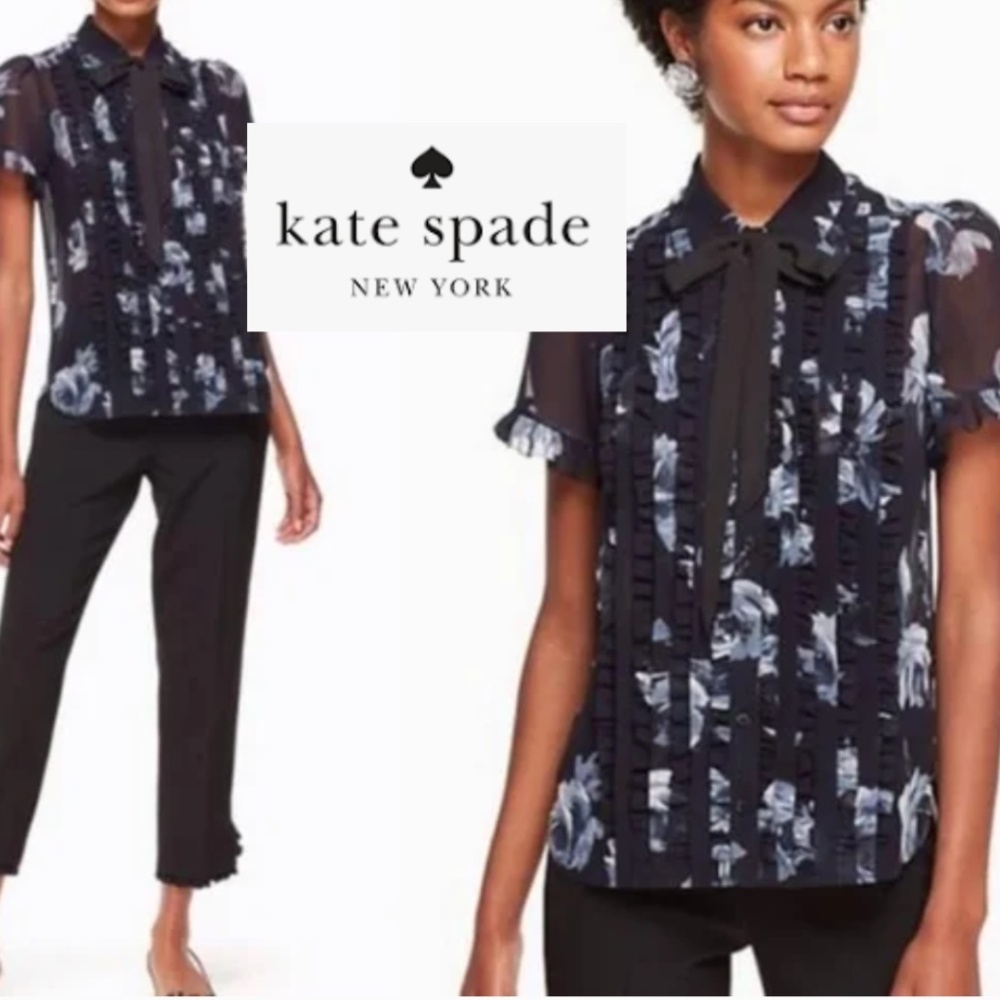 Kate Spade Nite Rose short sleeve blouse, XS,  GD1447